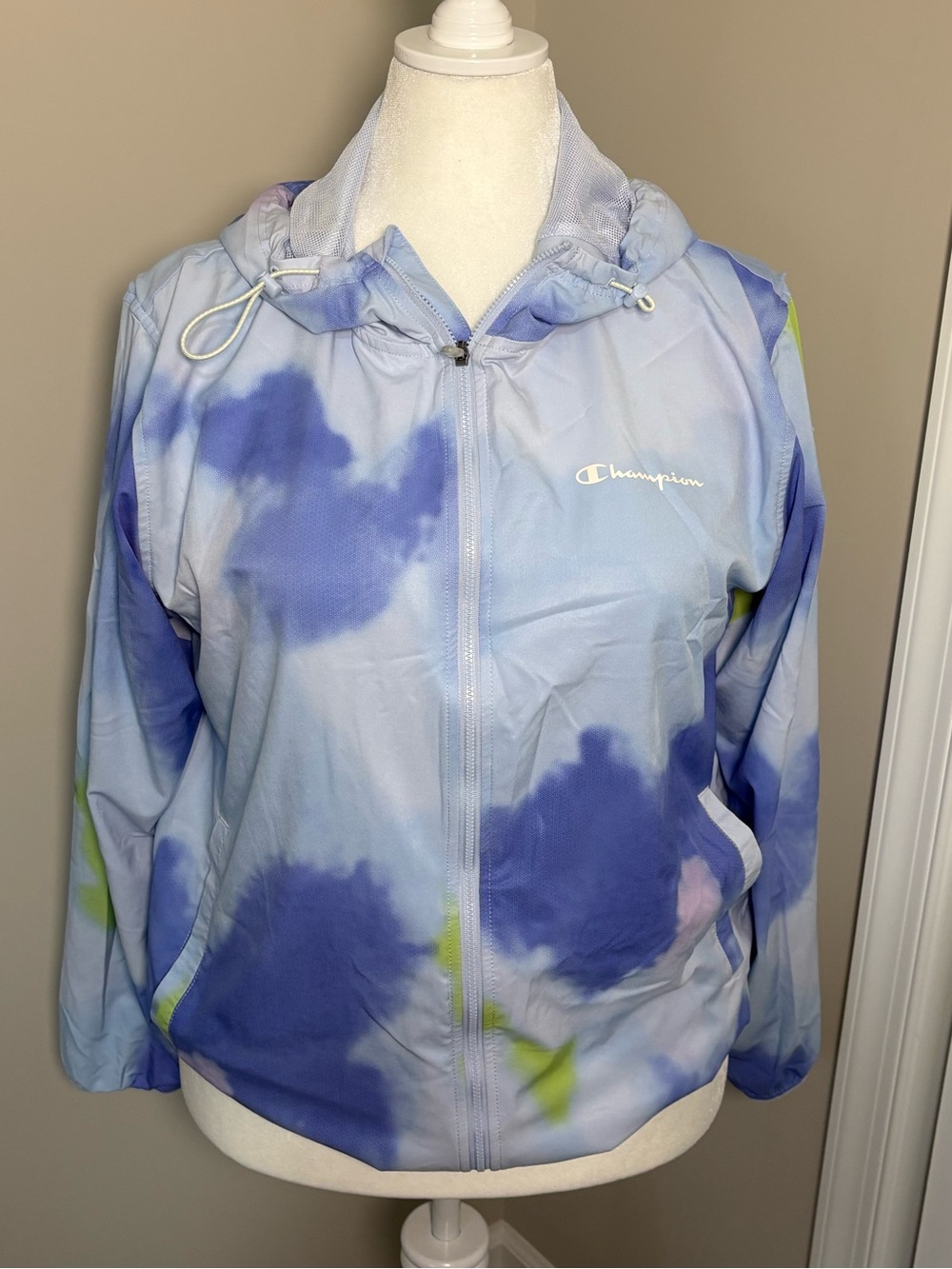 Champion Women's Light Blue & Purple Tie-Dye Bomber Jacket